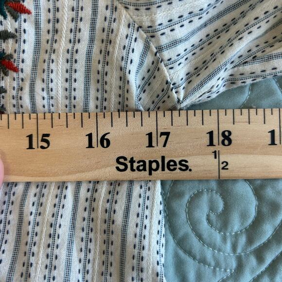 Zara TRF Trafaluc Striped Embroidered Mini Peasant Dress, Size ZS - Picture 8 of 9